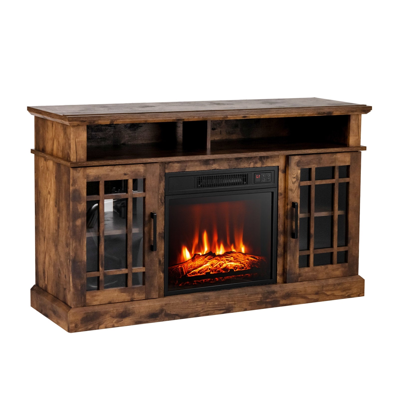 48 Inch Electric Fireplace TV Stand, For TVs Up To 55 Inch, Brown Entertainment Centers & TV Stands Brown at Gallery Canada