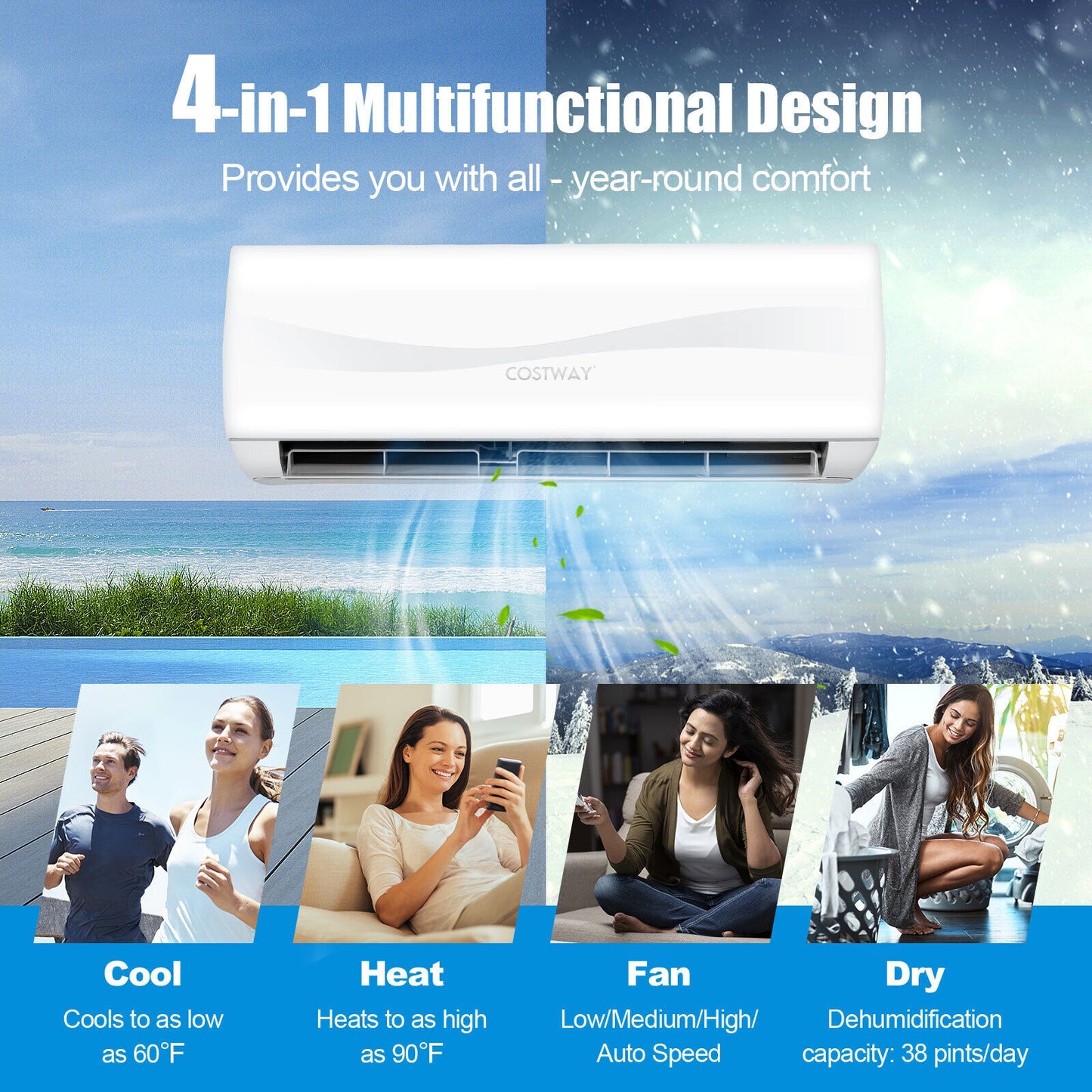 9000 BTU 17 SEER2 208-230V Ductless Mini Split Air Conditioner and Heater at Gallery Canada
