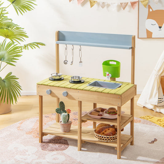 Backyard Pretend Play Toy Kitchen with Stove Top, Natural Play Kitchen Sets Natural at Gallery Canada