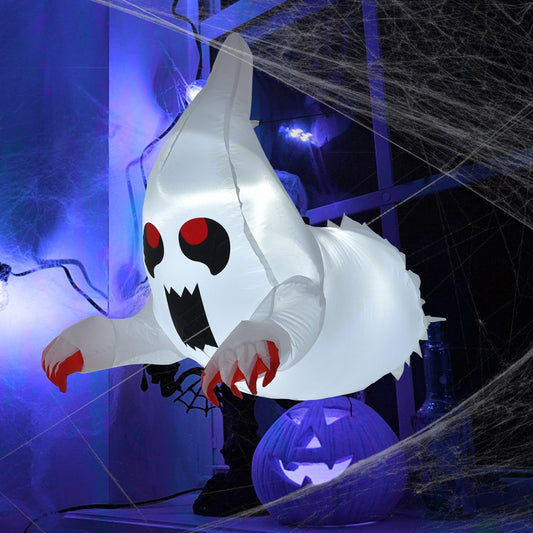 3.3 Feet Flying Ghost Halloween Inflatable with Suction Cups, White
