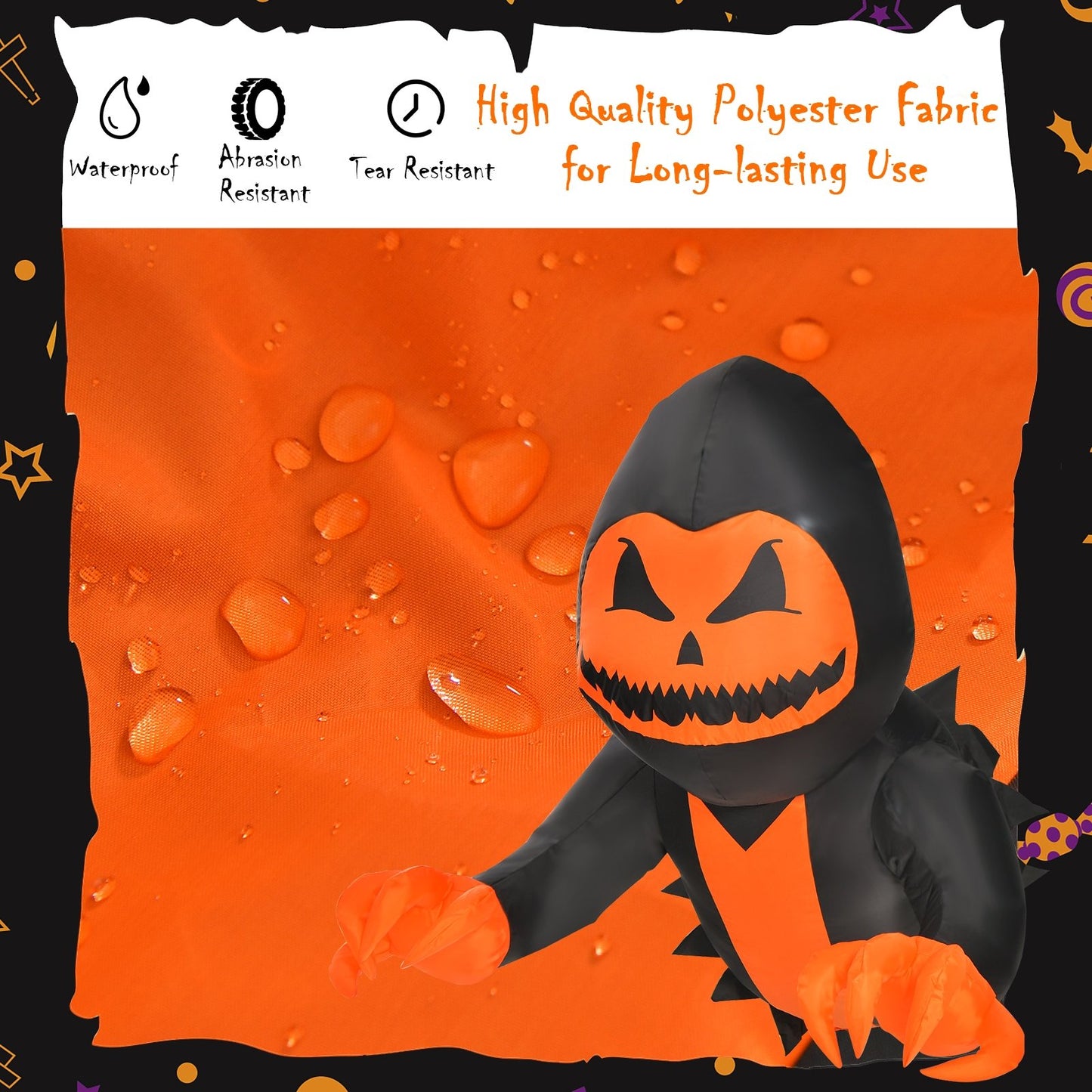3.3 Feet Halloween Inflatable Pumpkin Head Ghost Broke Out from Window, Orange