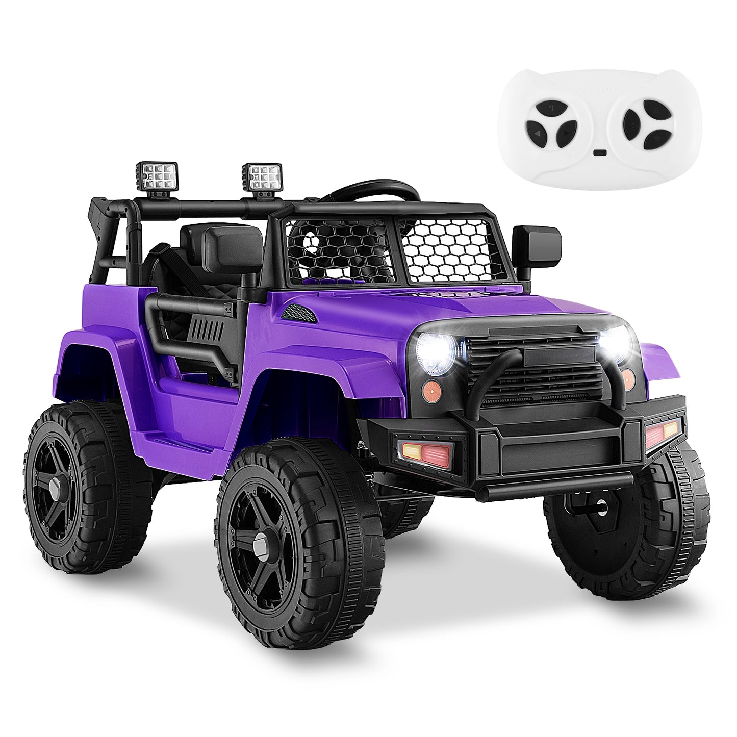12V Kids Ride On Truck with Remote Control and Headlights, Purple Powered Ride On Toys at Gallery Canada