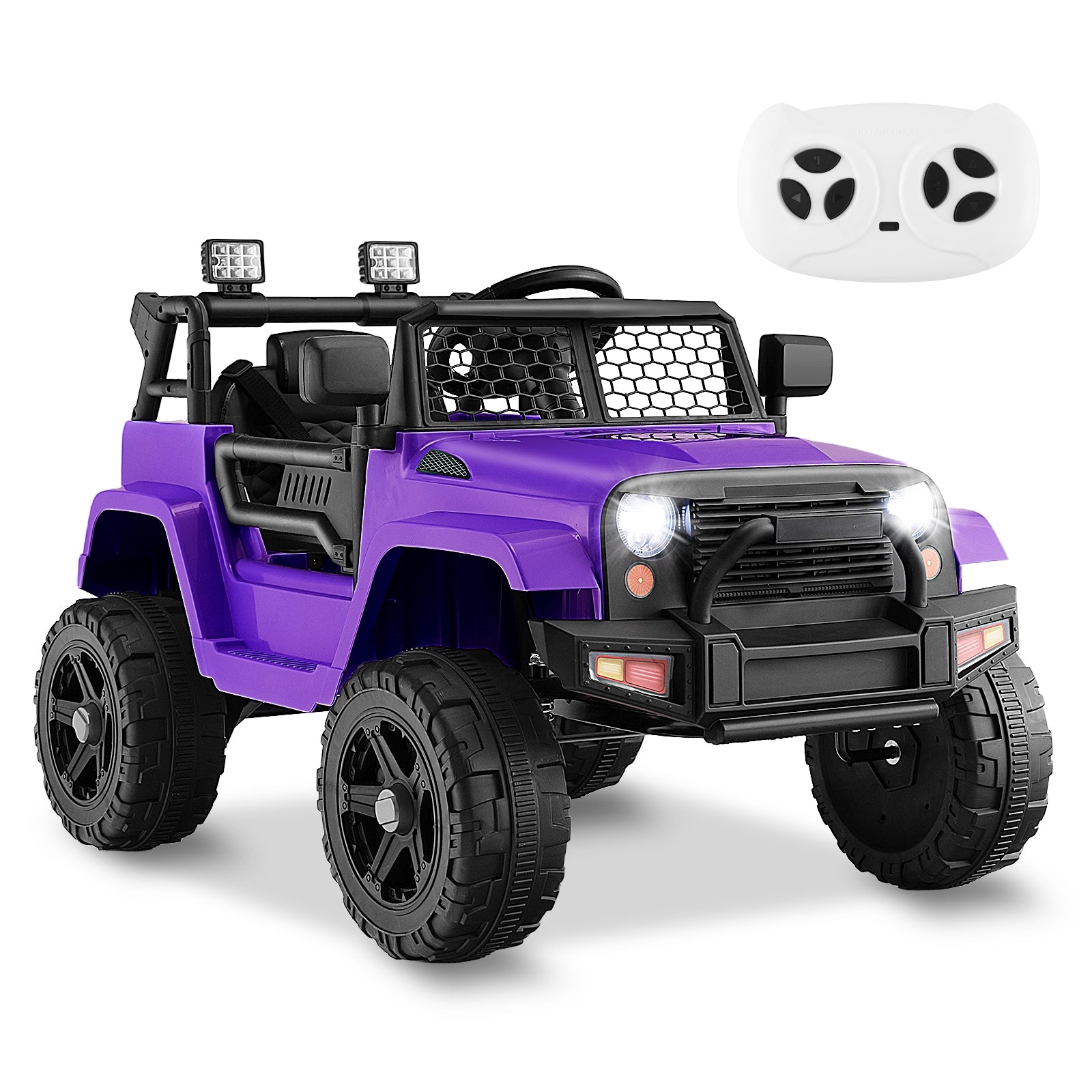 12V Kids Ride On Truck with Remote Control and Headlights, Purple Powered Ride On Toys at Gallery Canada