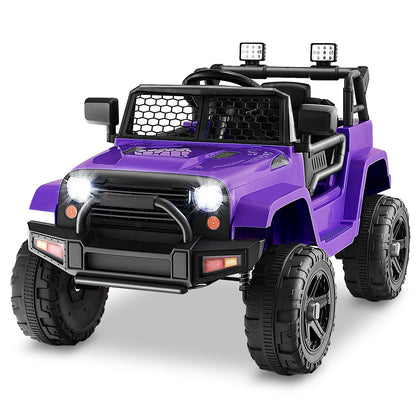 12V Kids Ride On Truck with Remote Control and Headlights, Purple Powered Ride On Toys Purple at Gallery Canada