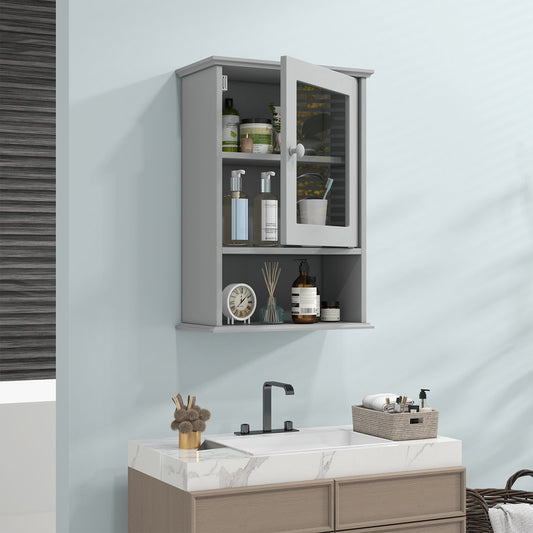 Bathroom Wall Mounted Adjustable Hanging Storage Medicine Cabinet, Gray - Gallery Canada