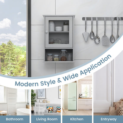 Bathroom Wall Mounted Adjustable Hanging Storage Medicine Cabinet, Gray Wall Cabinets at Gallery Canada