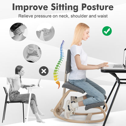 Ergonomic Kneeling Chair with Padded Backrest and Seat, Gray - Gallery Canada