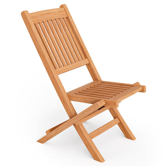 Teak Wood Patio Folding Dining Chair, Slatted Seat, Natural Patio Dining Chairs Natural at Gallery Canada