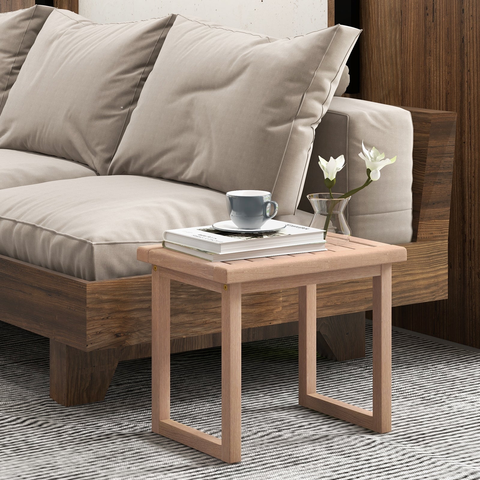 Long Natural Wood Bath Spa Stool with Non-slip Foot Pads for Elderly, Natural Bath Safety at Gallery Canada