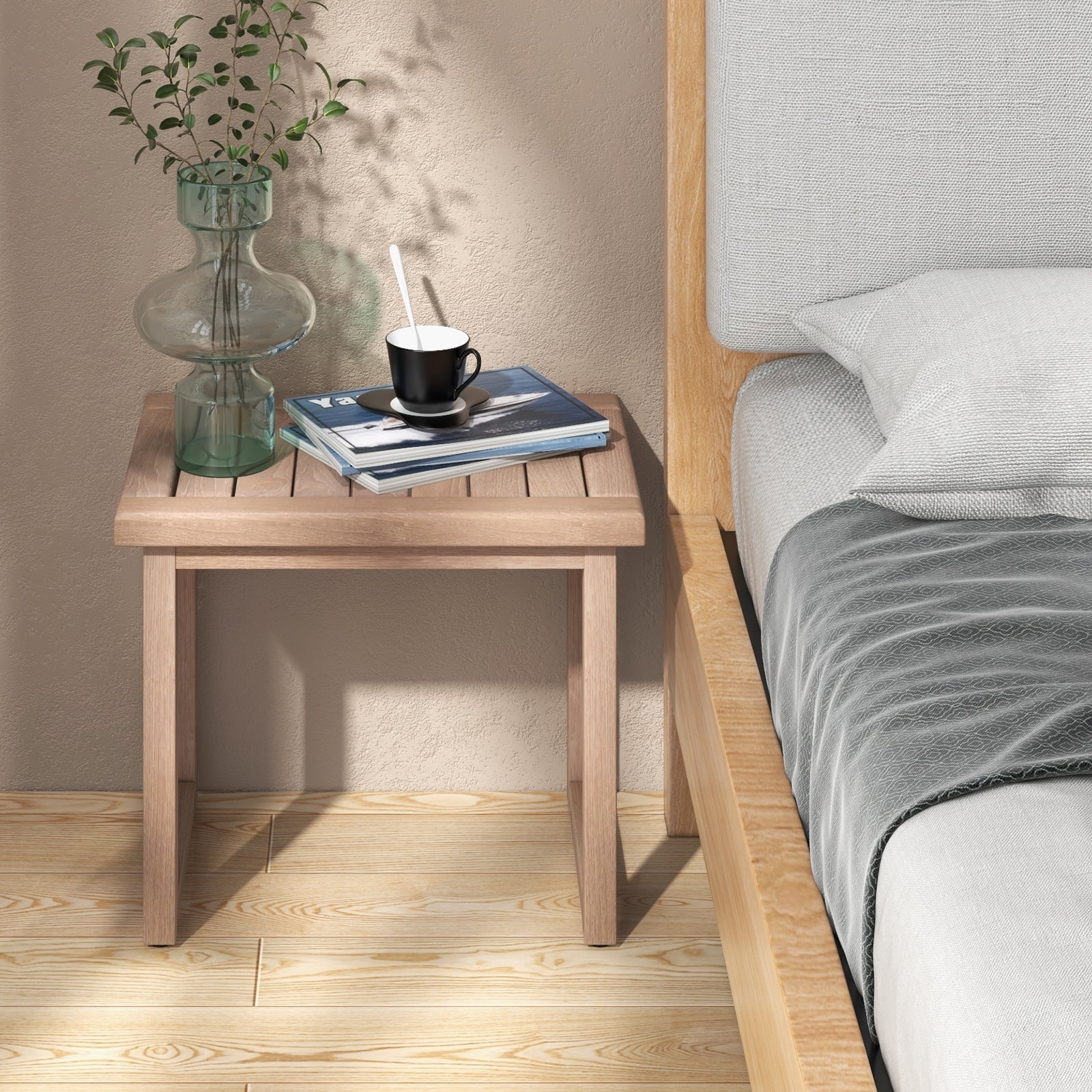 Long Natural Wood Bath Spa Stool with Non-slip Foot Pads for Elderly, Natural Bath Safety at Gallery Canada