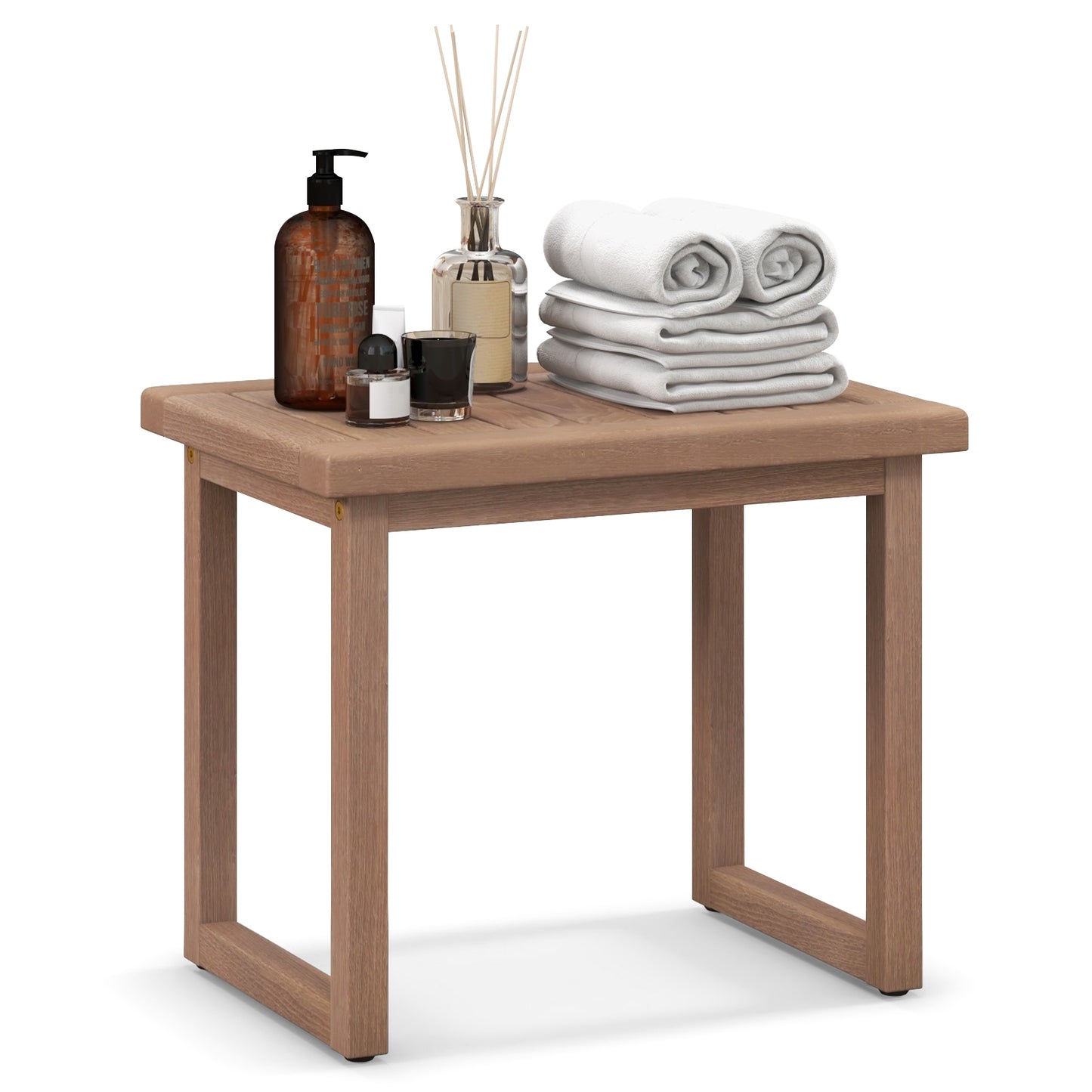 Long Natural Wood Bath Spa Stool with Non-slip Foot Pads for Elderly, Natural Bath Safety Natural at Gallery Canada