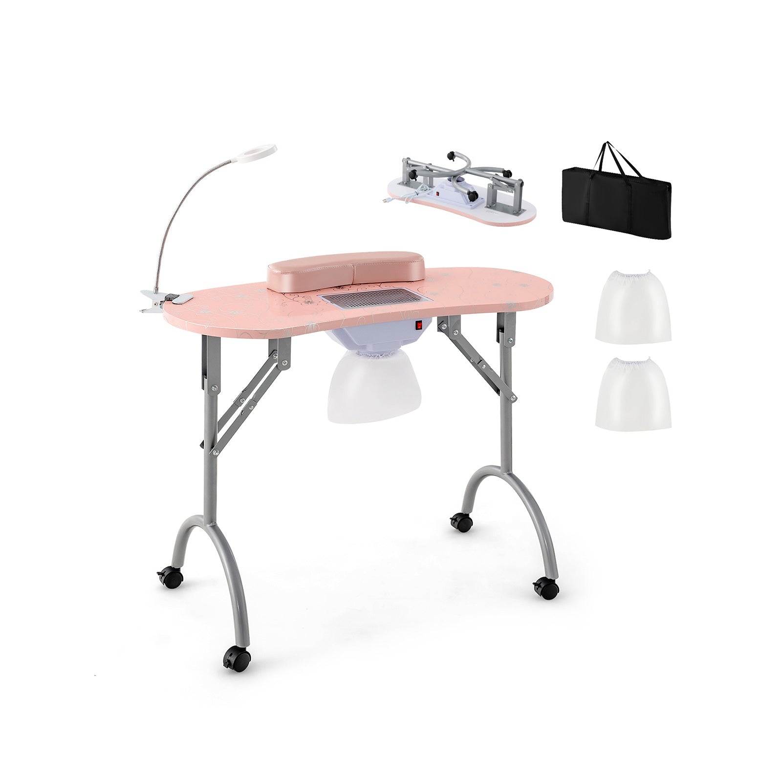 Manicure Nail Table with Bendable USB-plug LED Table Lamp, Pink Massage Pink at Gallery Canada