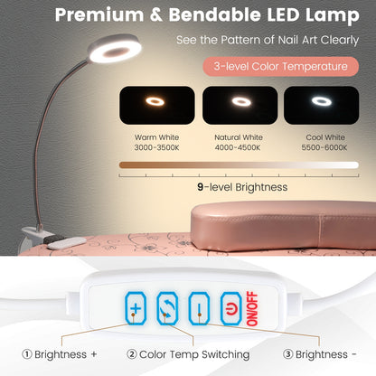 Manicure Nail Table With Bendable USB LED Lamp, Pink Massage at Gallery Canada