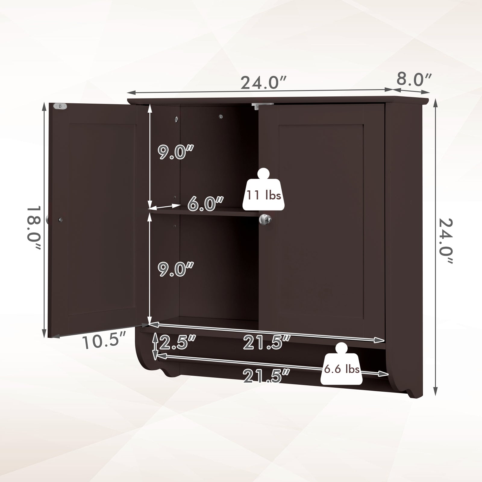 Wall Mounted Bathroom Medicine Cabinet With Towel Bar, Brown Wall Cabinets at Gallery Canada
