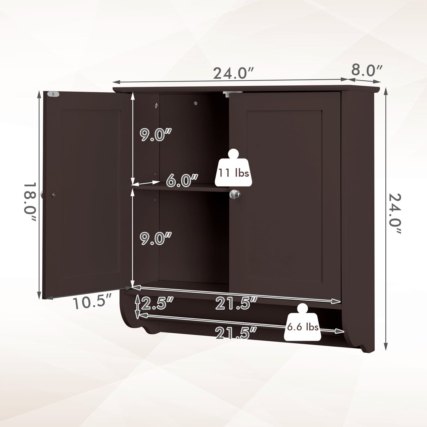 Wall Mounted Bathroom Medicine Cabinet With Towel Bar, Brown Wall Cabinets at Gallery Canada