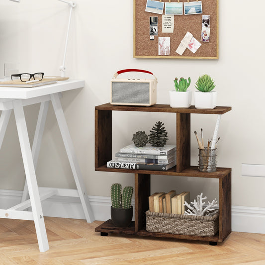 24 Inch 3-Tier Geometric Bookshelf, Brown Bookcases Brown at Gallery Canada