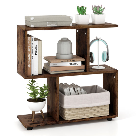 24 Inch 3-Tier Geometric Bookshelf, Brown Bookcases Brown at Gallery Canada