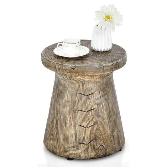 Weather Resident Rock End Table with Wood Grain for Living Room, Natural at Gallery Canada
