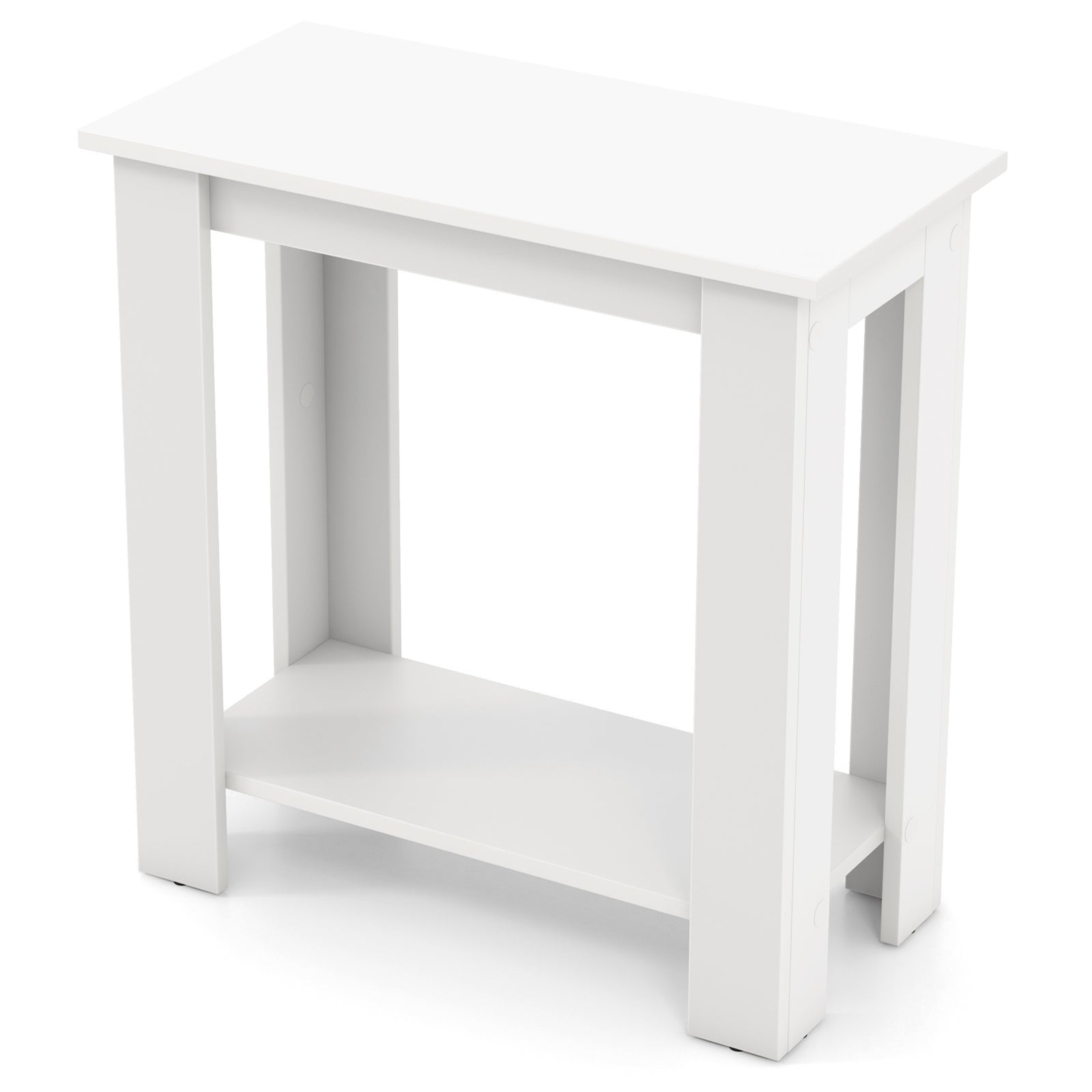 2-Tier Modern Compact End Table with Storage Shelf, White End & Side Tables at Gallery Canada