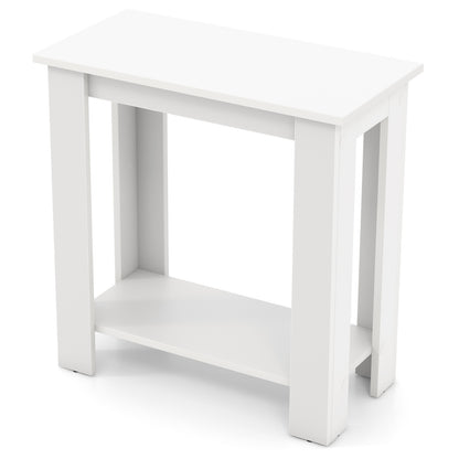2-Tier Modern Compact End Table with Storage Shelf, White End & Side Tables at Gallery Canada