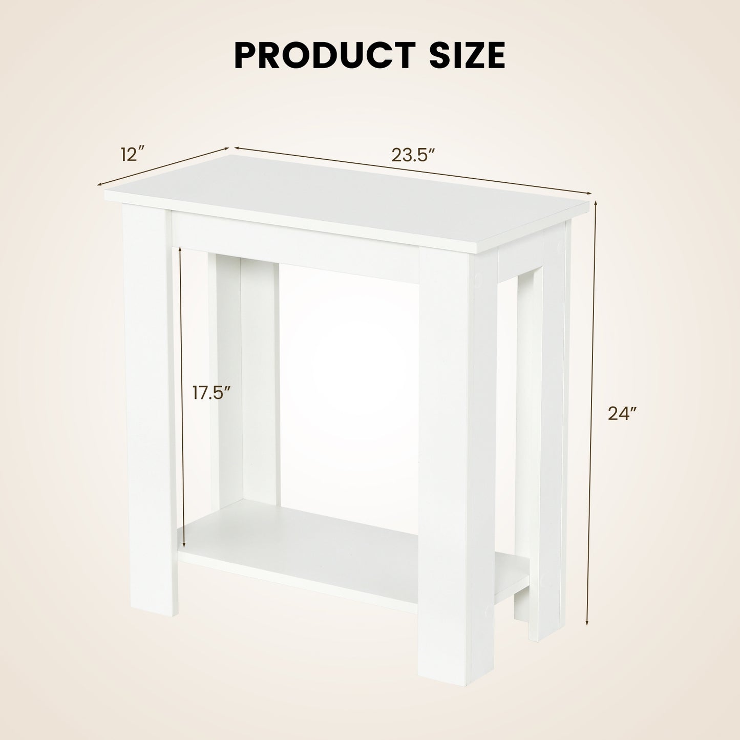 2-Tier Modern Compact End Table with Storage Shelf, White End & Side Tables at Gallery Canada