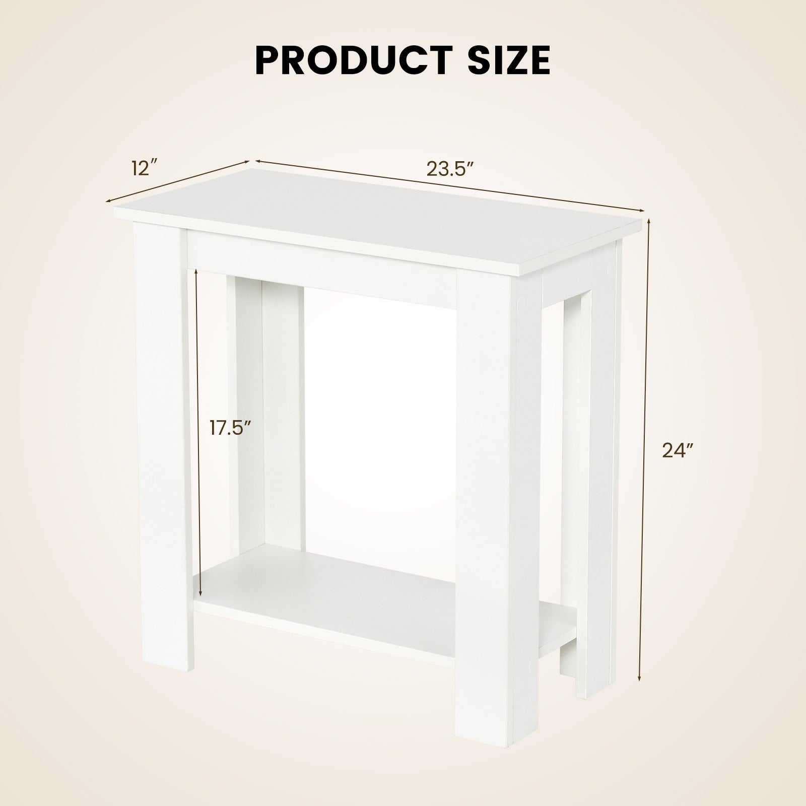 2-Tier Modern Compact End Table with Storage Shelf, White End & Side Tables at Gallery Canada