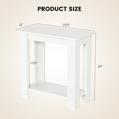 2-Tier Modern Compact End Table with Storage Shelf, White End & Side Tables at Gallery Canada