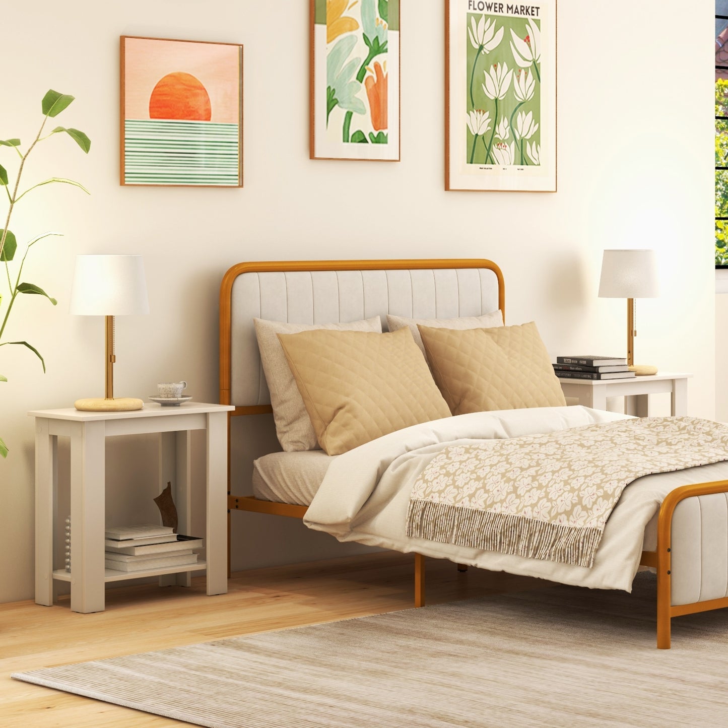 2-Tier Modern Compact End Table with Storage Shelf, White End & Side Tables at Gallery Canada