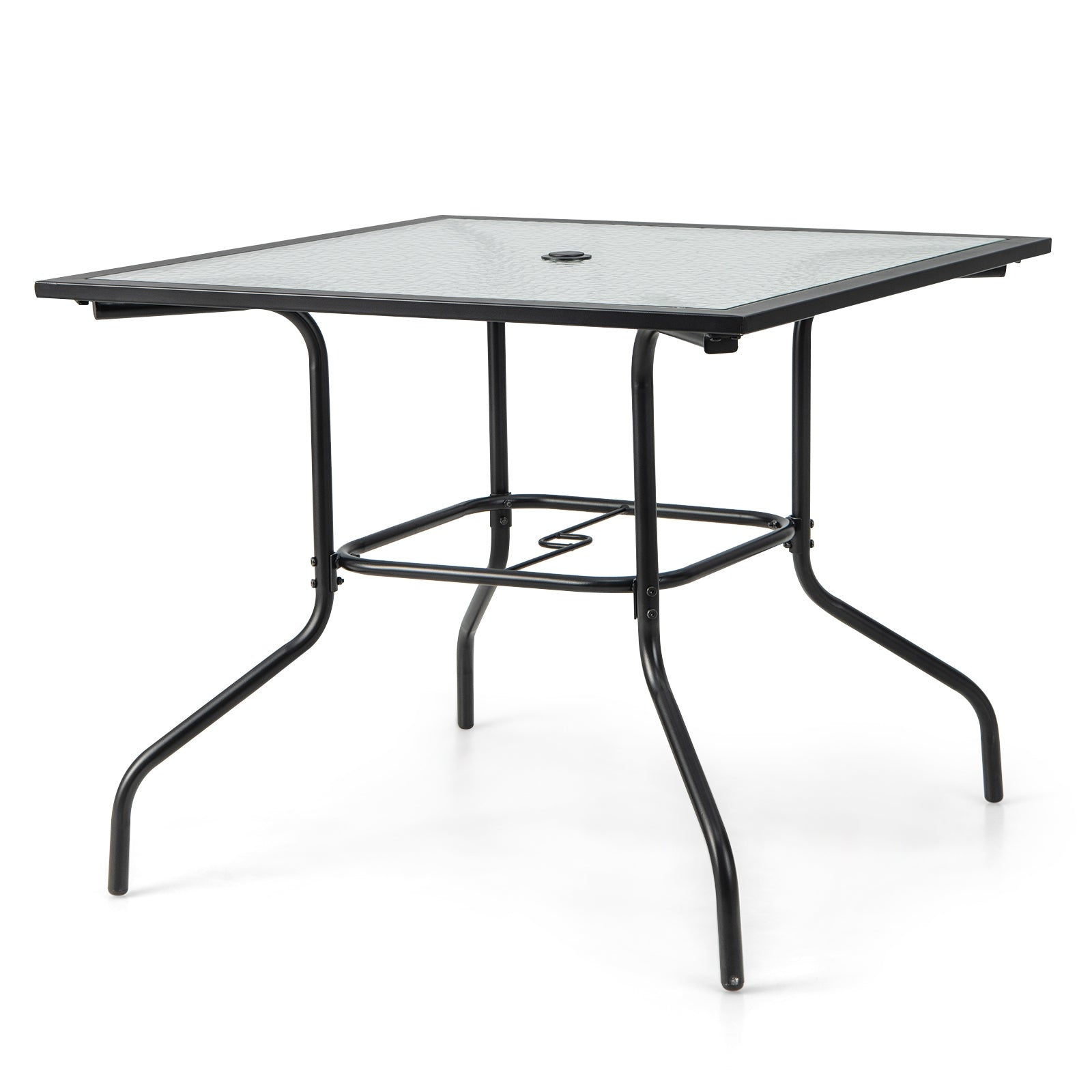 35 x 35 Inch Patio Dining Table, With Umbrella Hole, Black Patio Dining Tables Black at Gallery Canada