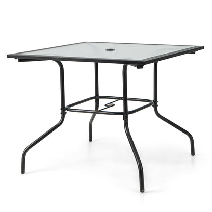 35 x 35 Inch Patio Dining Table, With Umbrella Hole, Black Patio Dining Tables Black at Gallery Canada