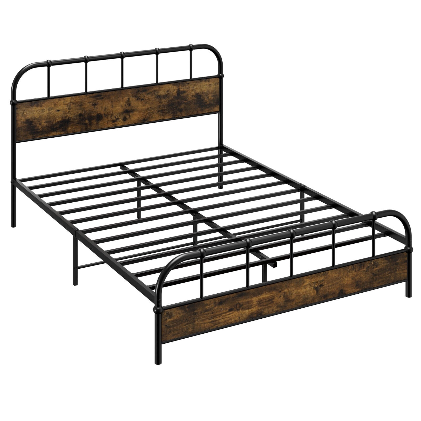 Queen Size Industrial Metal Platform Bed Frame Headboard Mattress Foundation-Queen Size, Black Simple Bed Frame at Gallery Canada
