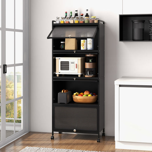 5-Tier Kitchen Baker's Rack With Flip-Up PC Doors, Black Baker's Racks Black at Gallery Canada