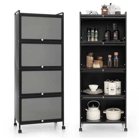 5-Tier Kitchen Baker's Rack With Flip-Up PC Doors, Black Baker's Racks Black at Gallery Canada