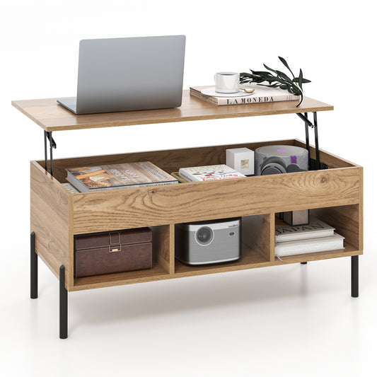 Living Room Central Table, Lifting Tabletop, Metal Legs, Natural Coffee Tables Natural at Gallery Canada
