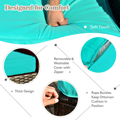 9 Pieces Outdoor Patio Furniture Set with 42 Inch Propane Fire Pit Table, Turquoise Patio Conversation Sets at Gallery Canada