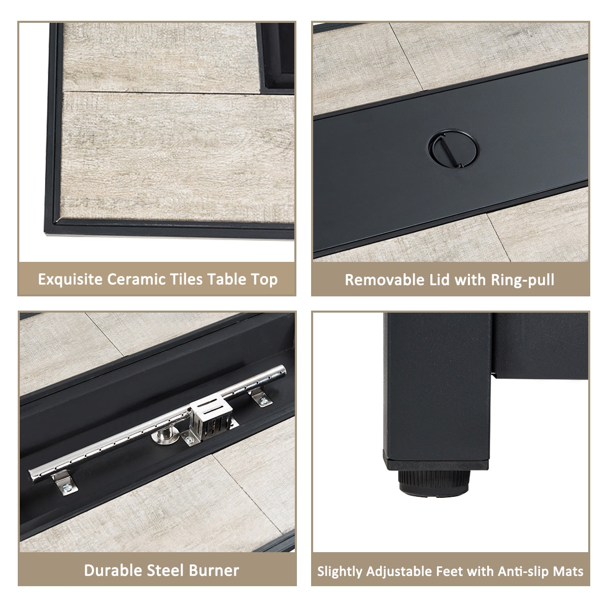 9 Pieces Outdoor Patio Furniture Set with 42 Inch Propane Fire Pit Table, Turquoise Patio Conversation Sets at Gallery Canada