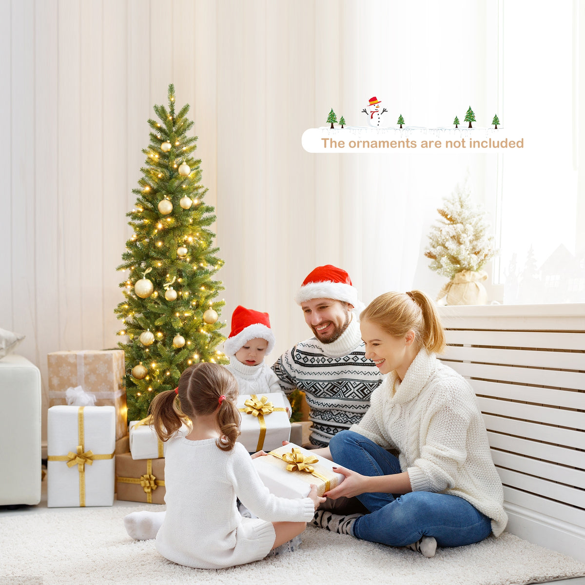 Pencil Christmas Tree, 180 LED Lights, Warm White Multi-Color, Green Christmas Tree at Gallery Canada