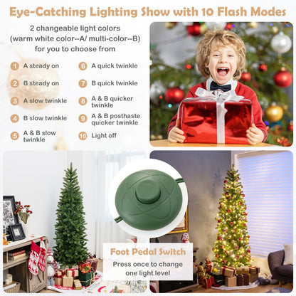 Pencil Christmas Tree, 180 LED Lights, Warm White Multi-Color, Green Christmas Tree at Gallery Canada