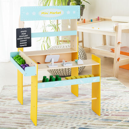 Kid's Pretend Play Grocery Store with Cash Register and Blackboard, Blue Play Kitchen Sets at Gallery Canada