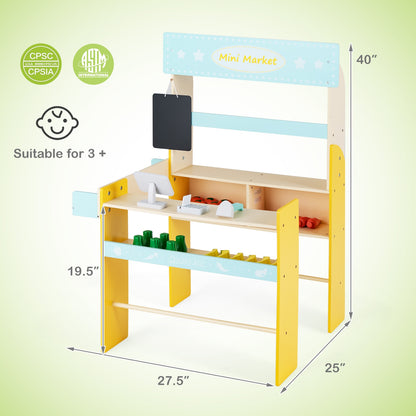 Kid's Pretend Play Grocery Store with Cash Register and Blackboard, Blue Play Kitchen Sets at Gallery Canada