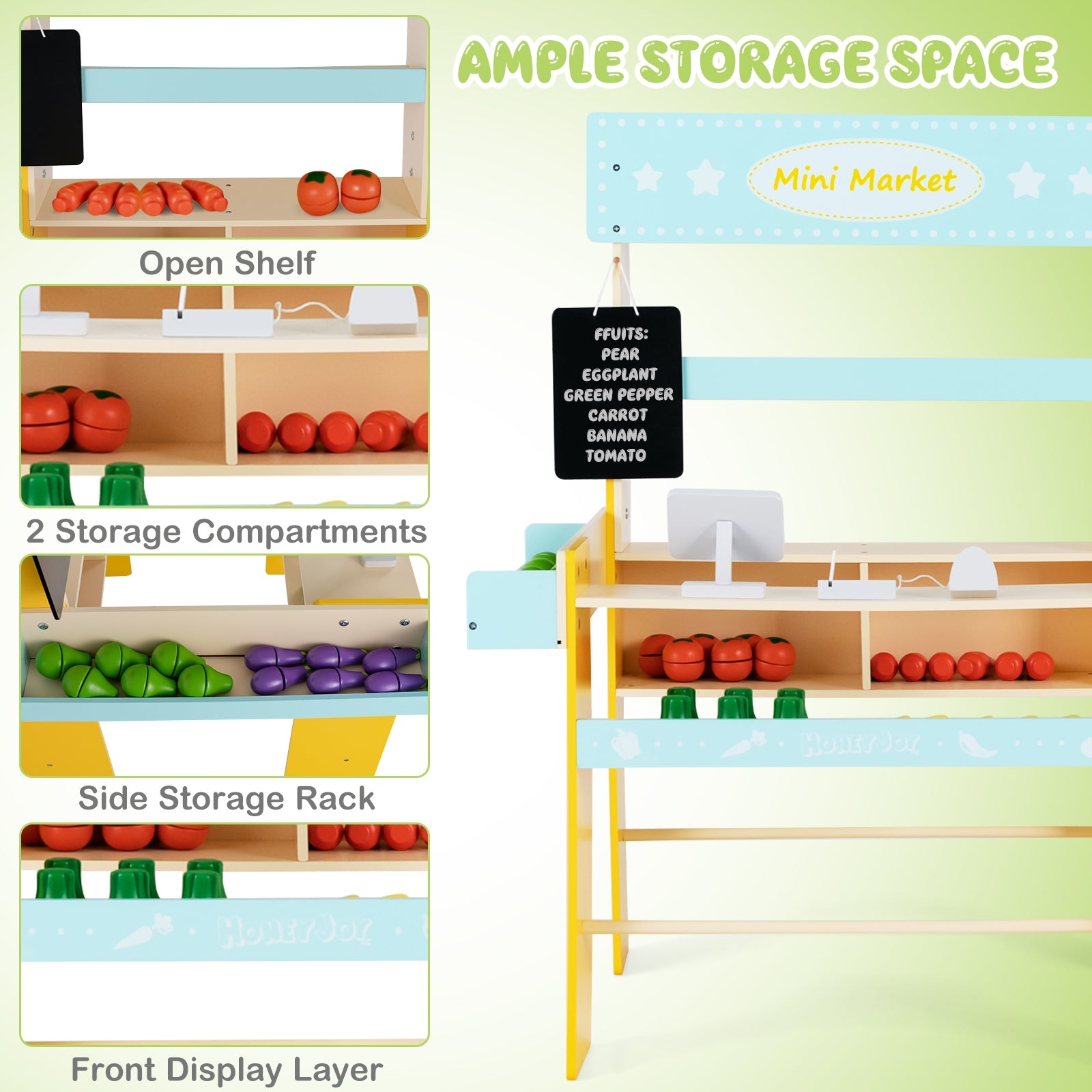 Kid's Pretend Play Grocery Store with Cash Register and Blackboard, Blue Play Kitchen Sets at Gallery Canada