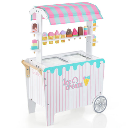 Kids Ice Cream Cart Playset with Display Rack and Accessories, Multicolor Play Kitchen Sets at Gallery Canada