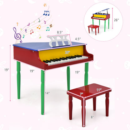 30-Key Wood Toy Kids Grand Piano with Bench and Music Rack, Multicolor Pianos & Keyboards at Gallery Canada