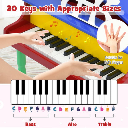 30-Key Wood Toy Kids Grand Piano with Bench and Music Rack, Multicolor Pianos & Keyboards at Gallery Canada