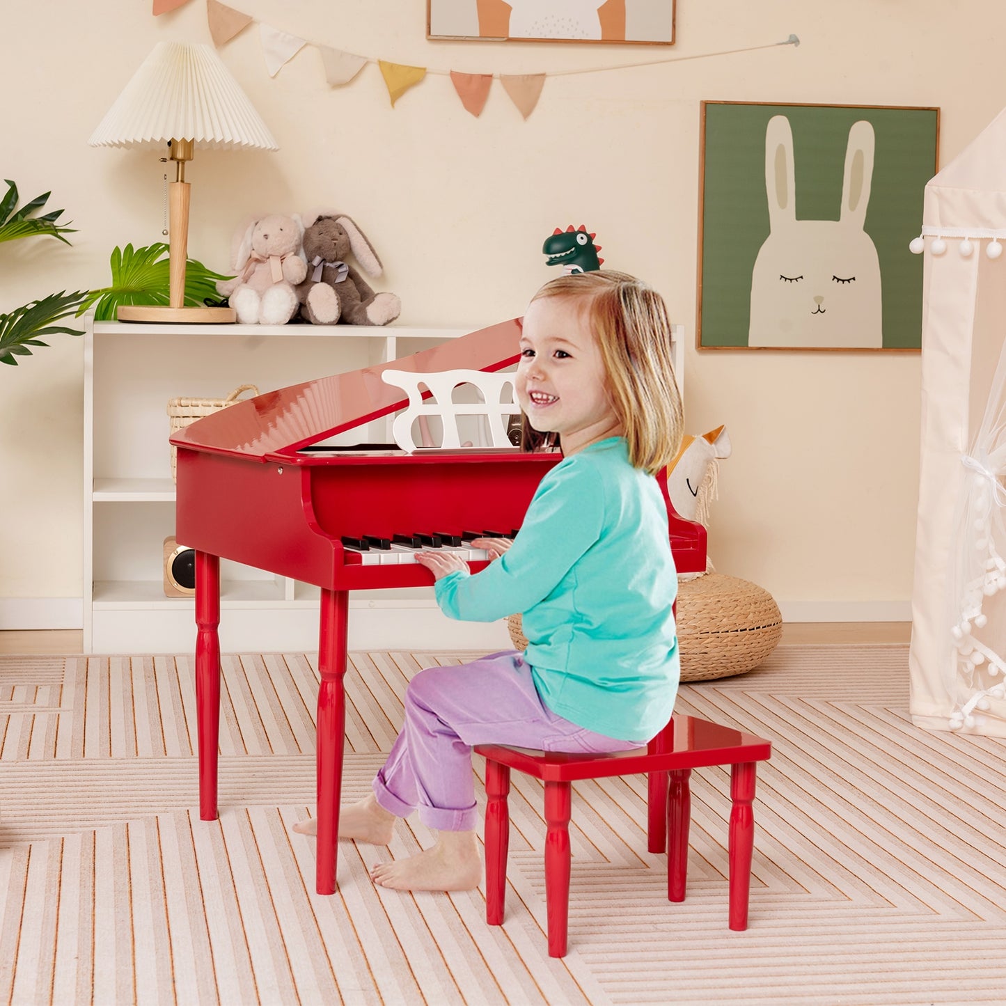 30-Key Wood Toy Kids Grand Piano with Bench and Music Rack, Red Pianos & Keyboards at Gallery Canada
