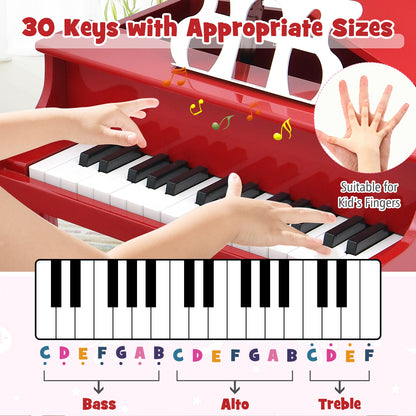 30-Key Wood Toy Kids Grand Piano with Bench and Music Rack, Red Pianos & Keyboards at Gallery Canada
