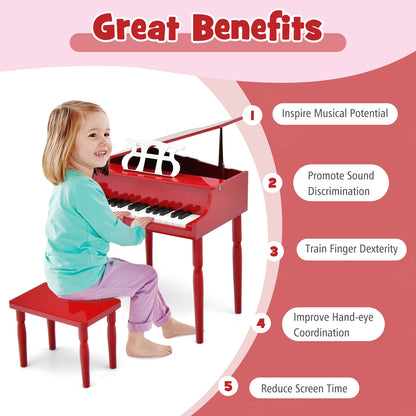 30-Key Wood Toy Kids Grand Piano with Bench and Music Rack, Red Pianos & Keyboards at Gallery Canada