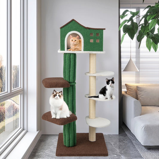 Multi-level Cat Tree with Condo and Anti-tipping Device, Green Cat Trees Condos & Scratchers Green at Gallery Canada