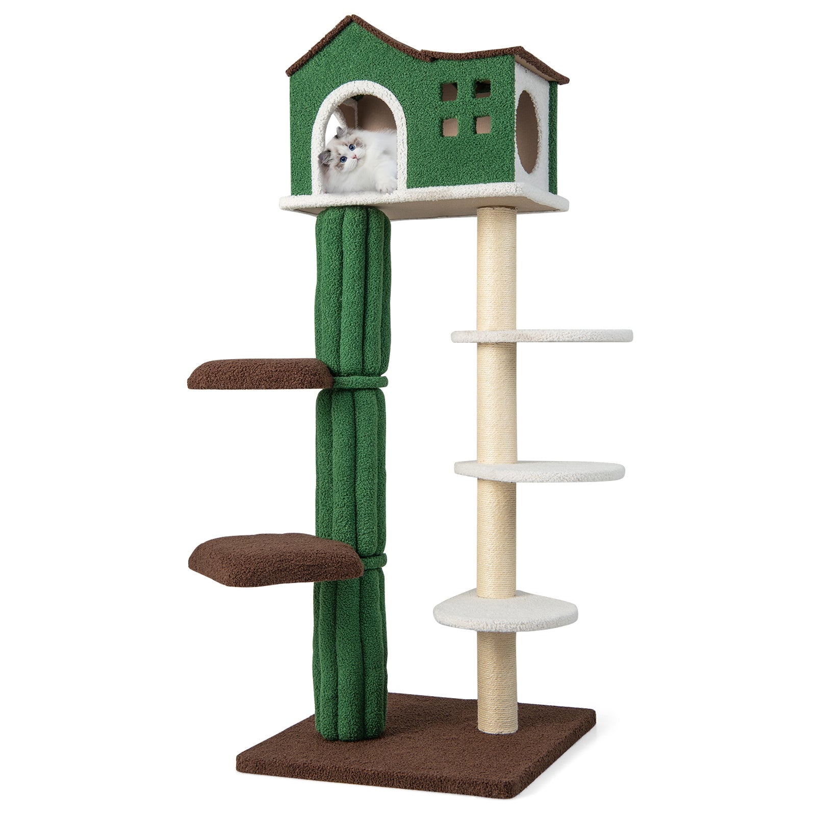 Multi-level Cat Tree with Condo and Anti-tipping Device, Green Cat Trees Condos & Scratchers at Gallery Canada