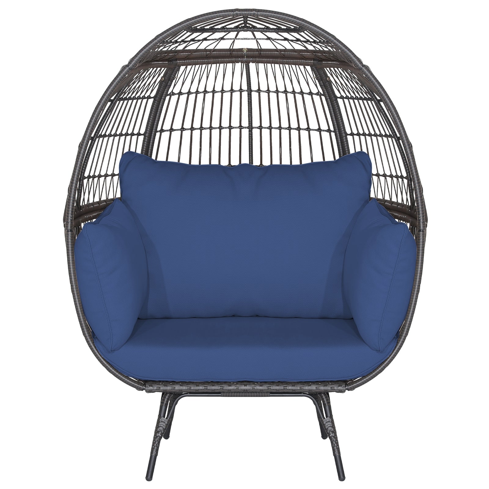 Oversized Patio Rattan Egg Lounge Chair with 4 Cushions, Navy Outdoor Chaise Lounges at Gallery Canada